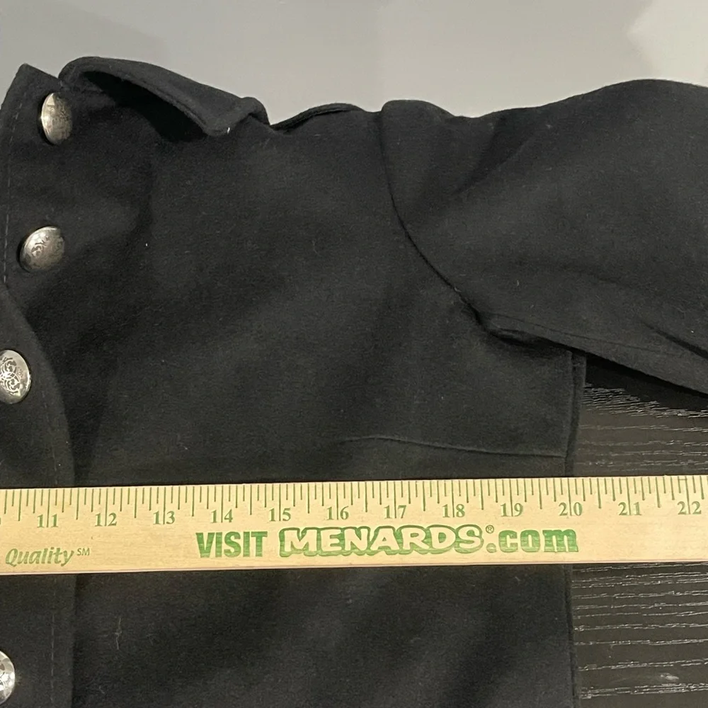 Tahari Black Pea Coat with Silver‎ Buttons